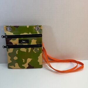Scout Crossbody Bag Women Small Green Camo Orange Strap Travel Pouch